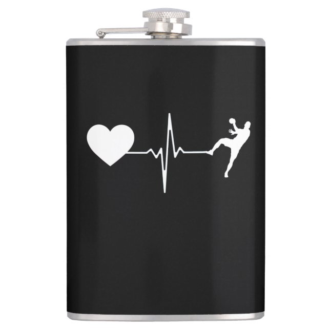 Handball Handball Handball Player Heartbeat Flachmann (Vorderseite)