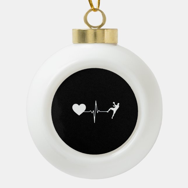 Handball Handball Handball Player Heartbeat Keramik Kugel-Ornament (Vorderseite)