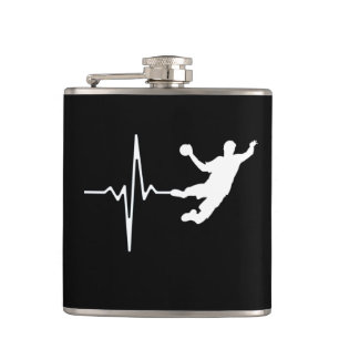 Handball - Handball Player Heartbeat Flachmann