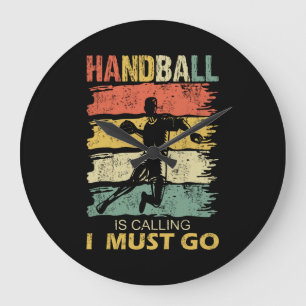 Handball is Calling Slogan Funny Retro Große Wanduhr