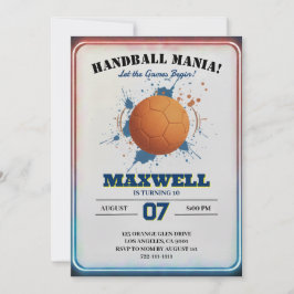 Handball Mania Birthday Invitation Einladung