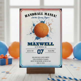 Handball Mania Birthday Invitation Einladung