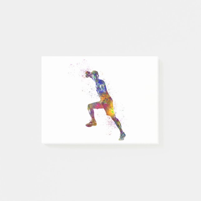 Handball player in watercolor post-it klebezettel (Vorderseite)