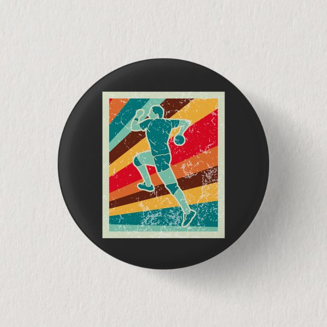 Handball Player Retro Button (Vorderseite)
