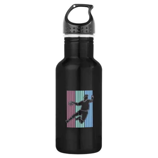 Handball Player Retro Edelstahlflasche (Vorderseite)