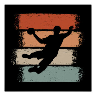 Handball Player Retro Poster
