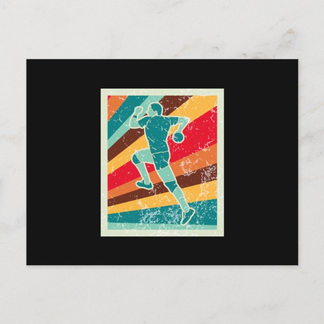 Handball Player Retro Postkarte (Vorderseite)