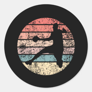 Handball Player Retro Runder Aufkleber