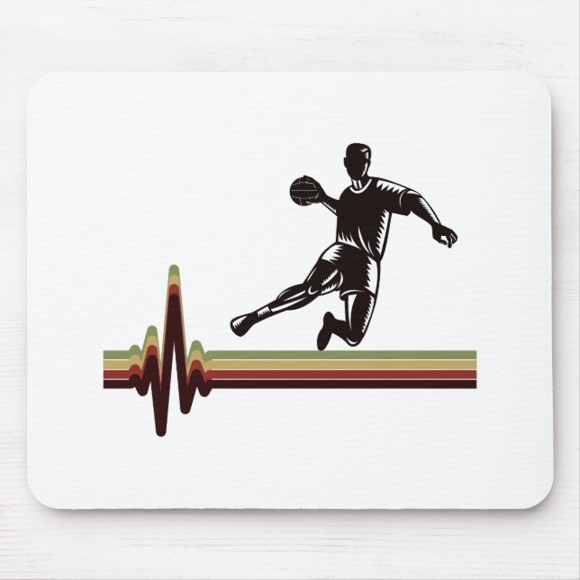 Handball Player Sport Team Handballer Heartbeat Mousepad (Vorne)