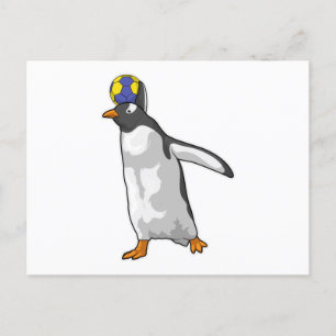 Handballspieler Handball Pinguin Postkarte