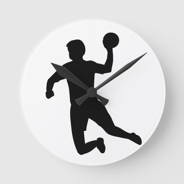 Handballspieler Runde Wanduhr (Vorderseite)