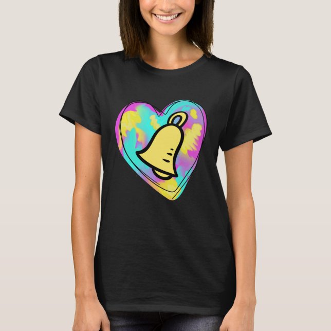 Handbell Ringer Multicolored Painted Heart T-Shirt (Vorderseite)