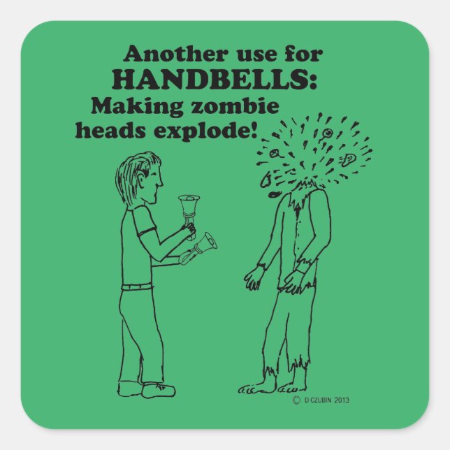 Handbells Zombie Explode Square Sticker (Vorderseite)