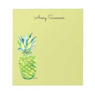 Handbemalte Ananas Grün Lebensmittel Liste Notizblock