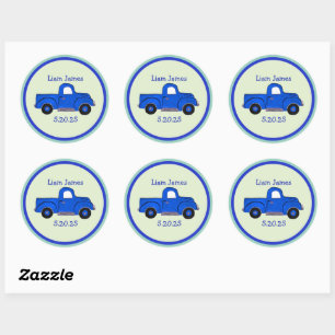 Handbemalte Blaue LKW-Kunst, Personalisieren Runder Aufkleber