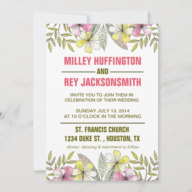 handbemalte Blume Einladung (Vorderseite)