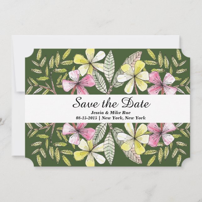 handbemalte Blume Save The Date (Vorderseite)