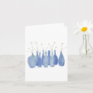 Handbemalte Blumen-Kobaltglas-Vase Karte