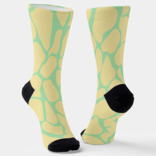 Handbemalte gelbe und mintgrüne Giraffenflecken Socken