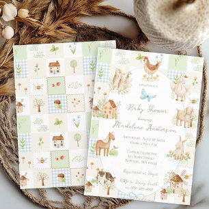 Handbemalte Grandmillenial Farm-Quilt-Baby-Party Einladung