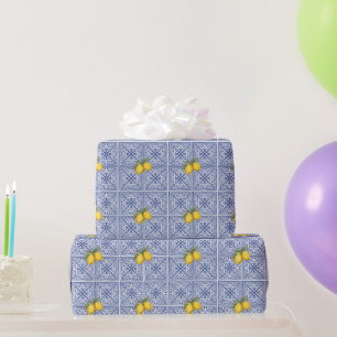 Handbemalte italienische Fliesen Amalfi blau & Zit Geschenkpapier