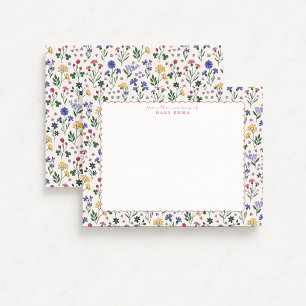 Handbemalte Karte mit gewelltem Rand und Wildblume