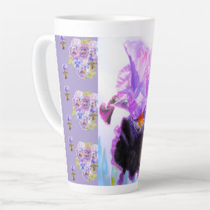 Handbemalte lila Iris Irissen florale Latte Tasse