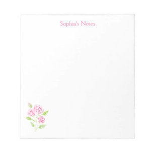 Handbemalte Loose Wasserfarbe Rose Floral Notizblock