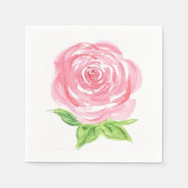 Handbemalte Loose Wasserfarbe Rose Floral Serviette (Vorderseite)