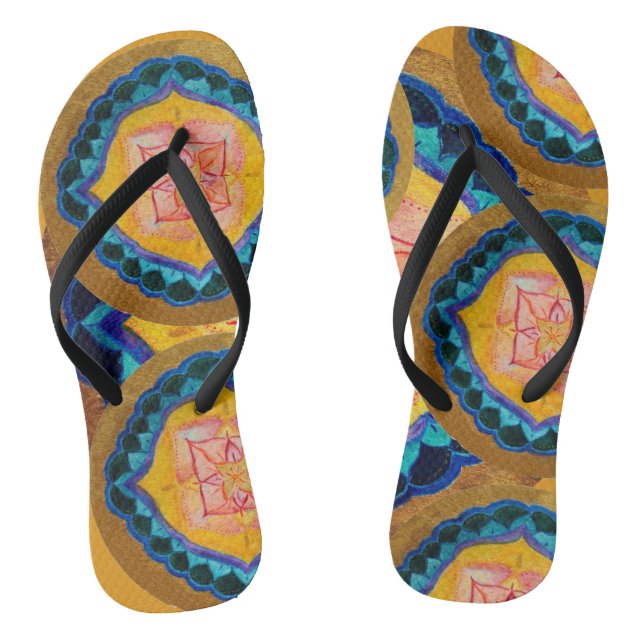 Handbemalte Mandala-Flipp-Flops mit Mandala-Muster Flip Flops (Fußbett)