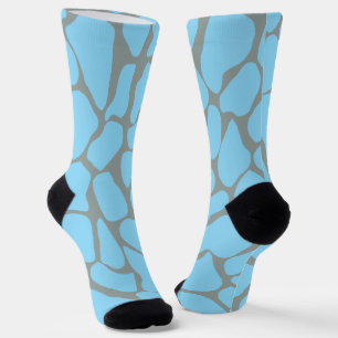 Handbemalte pastellblaue und graue Giraffenflecken Socken