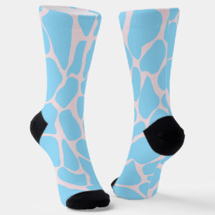 Handbemalte pastellblaue und rosa Giraffenflecken Socken