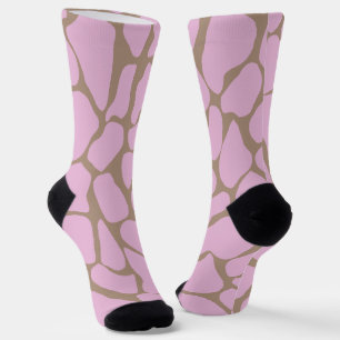Handbemalte rosa und warmbeige Giraffenflecken Socken