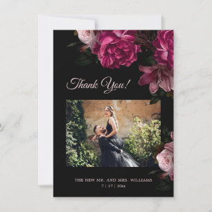 Handbemalte Rosen Dunkle Romantische Hochzeit Dankeskarte
