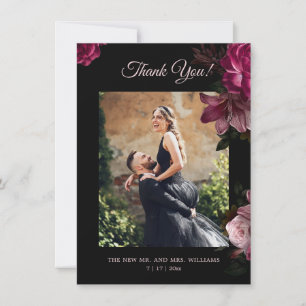 Handbemalte Rosen Dunkle Romantische Hochzeit Dankeskarte
