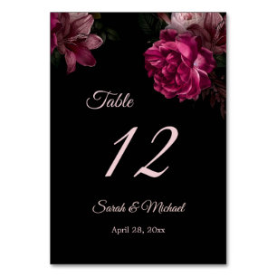 Handbemalte Rosen dunkle stimmungsvolle florale Ho Tischnummer