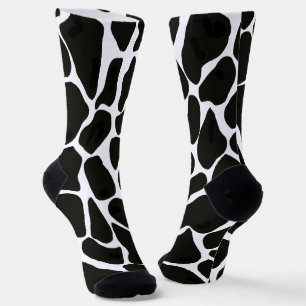 Handbemalte schwarz-weiße Giraffe Tierprint Socken