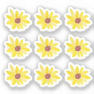 Handbemalte Sonnenblumen-Wasserfarbe-Sticker-Set Aufkleber