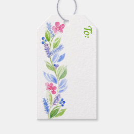 Handbemalte Watercolor Floral Garland Geschenkmark Geschenkanhänger