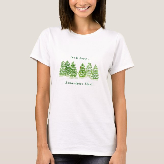 Handbemalte Winterbäume Ließ Schnee irgendwo ander T-Shirt (Vorderseite)