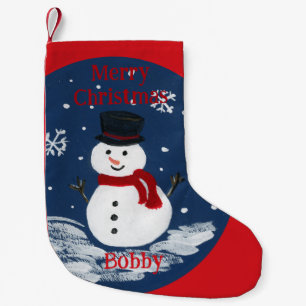 Handbemalter Schneemann PERSONALISIEREN Kleiner Weihnachtsstrumpf