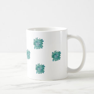 Handbemalter Türkisfarbener Blumen Kunstbecher Kaffeetasse