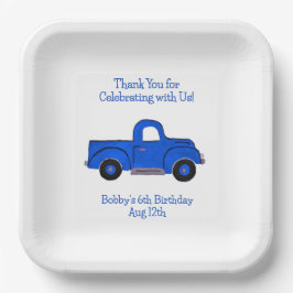 Handbemalter Vintager Lastwagen Pappteller