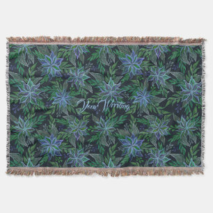 Handbemaltes Blumenblau Nahtloses Muster Decke