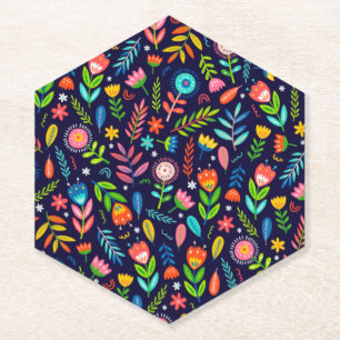 Handbemaltes exotisches Blumen-Blatt-Muster-23437 Untersetzer