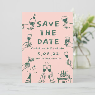 Handbemalung Funky Retro Zeitgenössisch  Save The Date