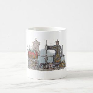 Handbetriebene Nähmaschine Kaffeetasse