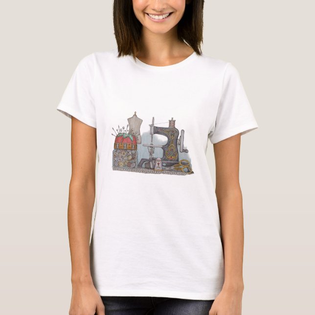 Handbetriebene Nähmaschine T-Shirt (Vorderseite)