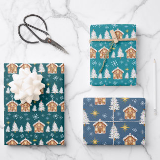 Handbrett-Haus-Trio-Sammelpackung Geschenkpapier Set