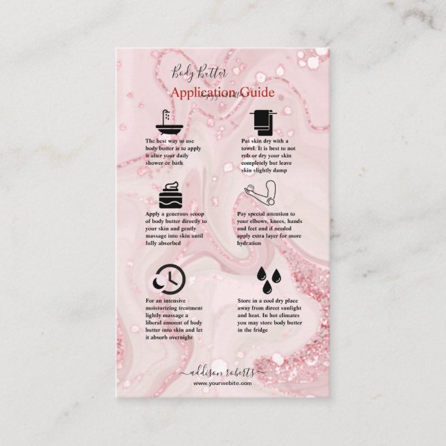 Handbuch für die Anwendung Body Butter Rosa Gold F Visitenkarte (Vorderseite)